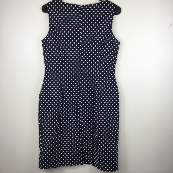 Tahari Polka Dot Sheath Dress Petite 8P Lined - Picture 2 of 8